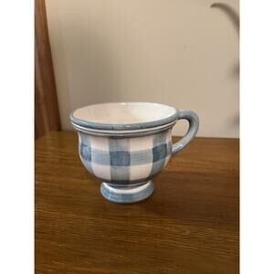 Vintage 1989 Cracker Barrel Blue And White Gingham Mug